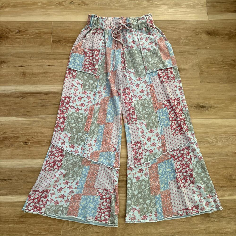 Easel Knit Patchwork Pants Blush S